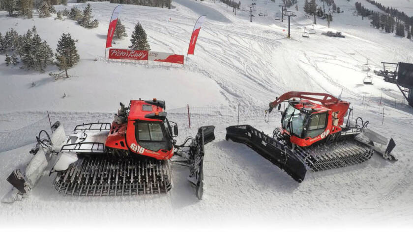 Two PistenBully 600's on snow covered ski slopes