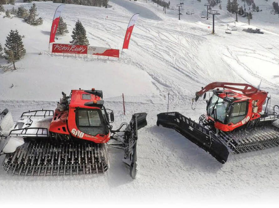 Two PistenBully 600's on snow covered ski slopes