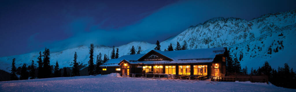 Arapahoe Basin Ski Area with nighttime landscape backdrop