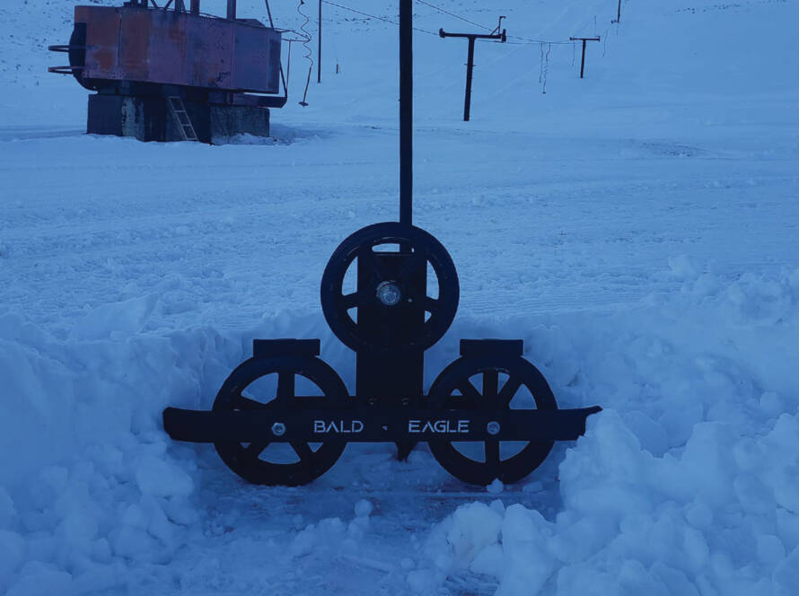 Lift parts sitting in snow
