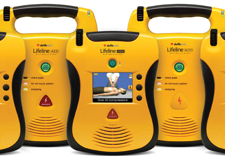 Various automated external defibrillator's (AED's) on display