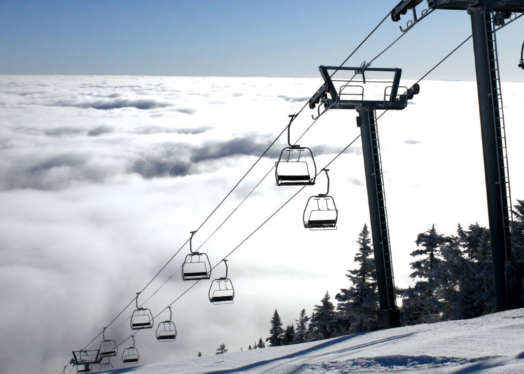 Chairlift with clouds in background