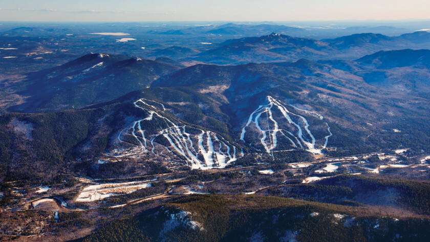 Aerial view of Attitash Mountain ski runs
