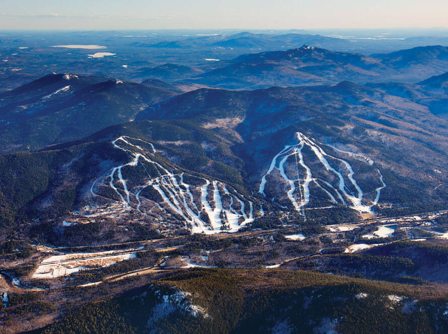 Aerial view of Attitash Mountain ski runs