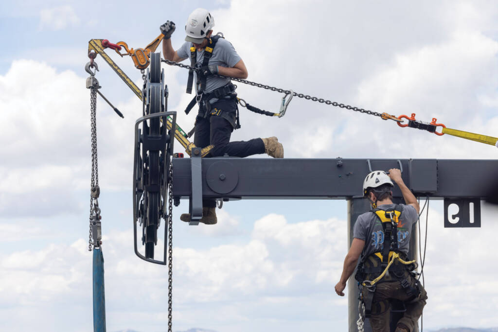 Two trainees on rope lift