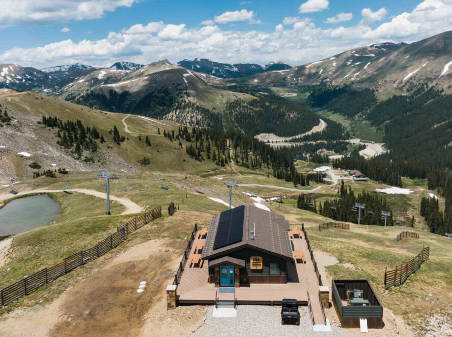 Aerial view of Arapahoe Basin Ski Area resort during warmer season