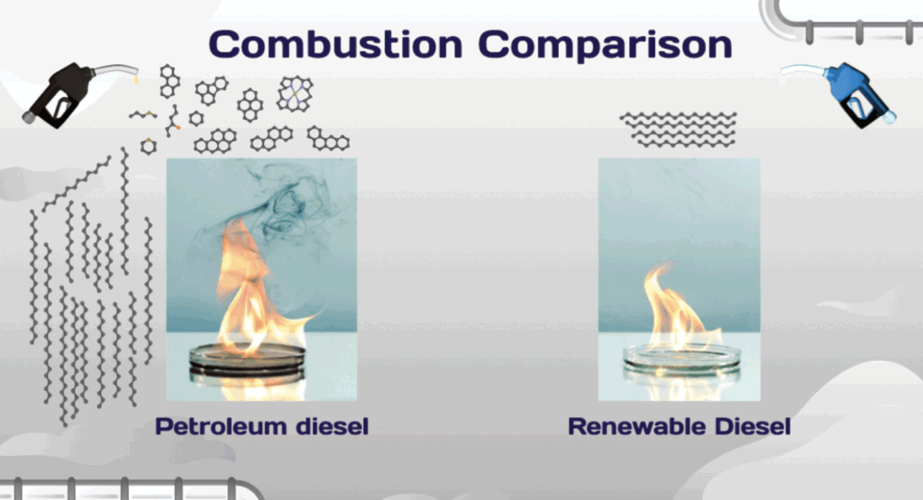 Combustion comparison between Petroleum diesel and Renewable diesel