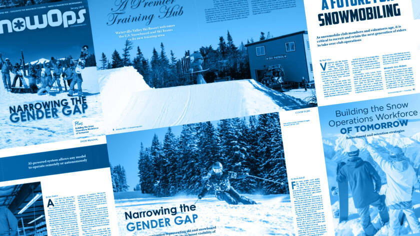 Various pages from the latest issue of SnowOps Magazine